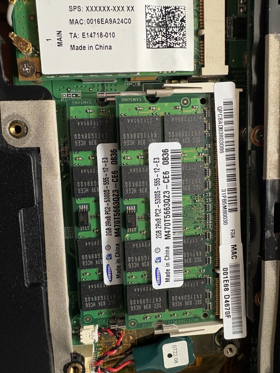 Mémoire RAM dans un ordinateur portable